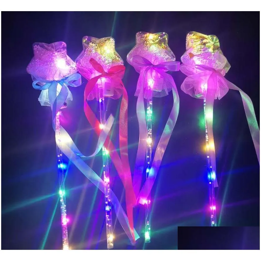 flashing blinky light up star princess led wand party favor super clear christmas tree shape flash magic glow stick rave dressup