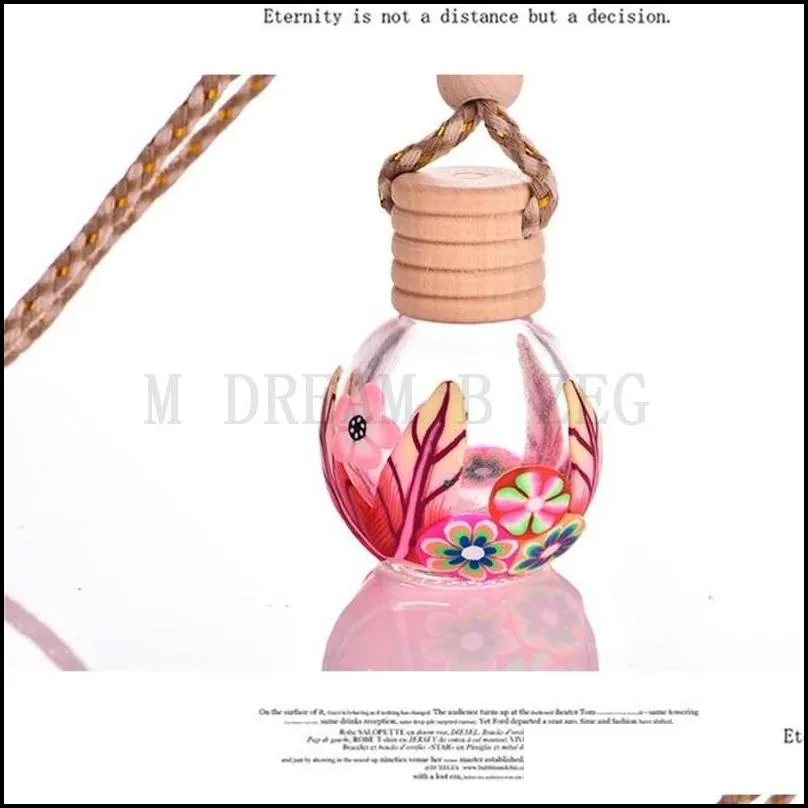 car hanging perfume bottles colorful flower pendant perfume aromatherapy bottle hanging diffuser bottle air fresher ornament