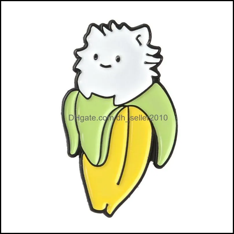 cure banana cat hedgehog animal brooch pins enamel lapel pin for women men top dress cosage fashion jewelry