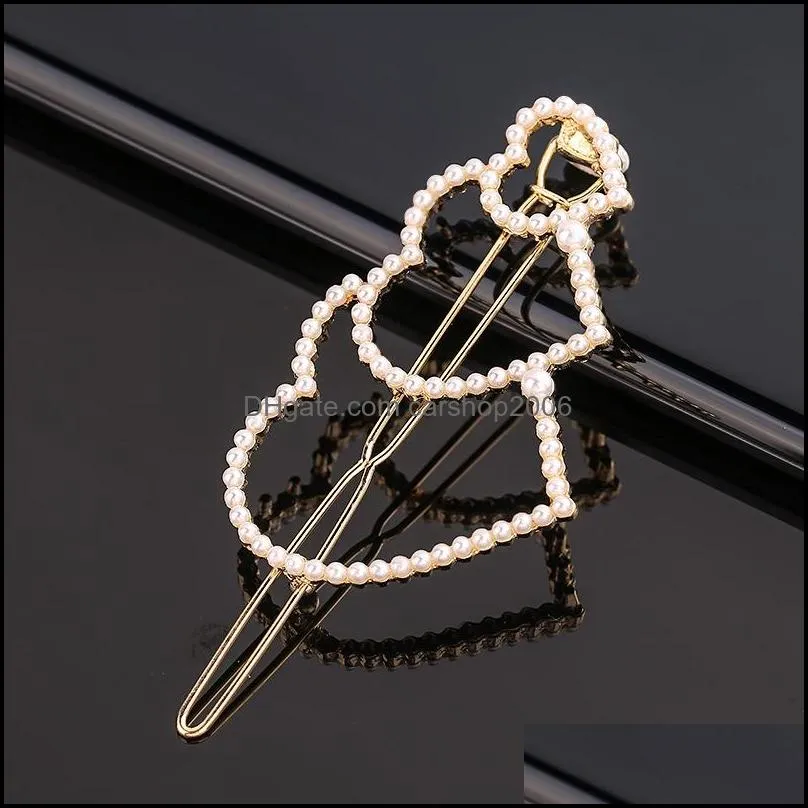 gold pearl hair clips star heart triangle circle hairpin barrettes for women girls fashion jewelry