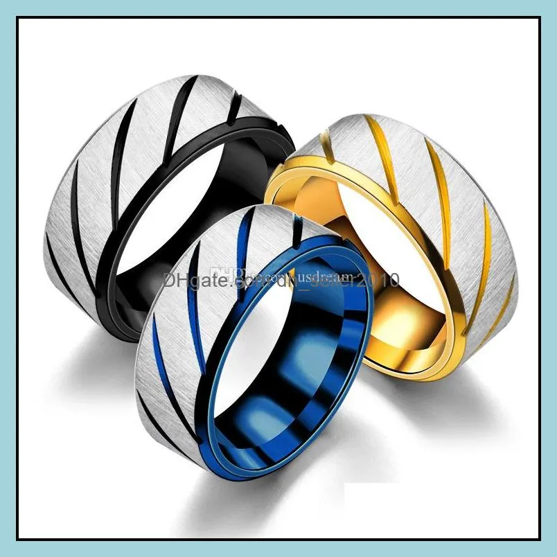 stainless steel cross grain twill ring blue gold couple band rings women mens fashion jewelry gift