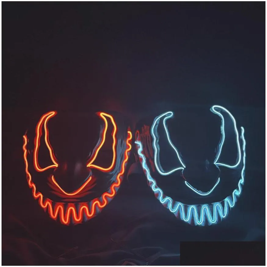 halloween light up mask led scary spooky full face masks serrated fangs teeth for women men festival costume cosplay party masquerade