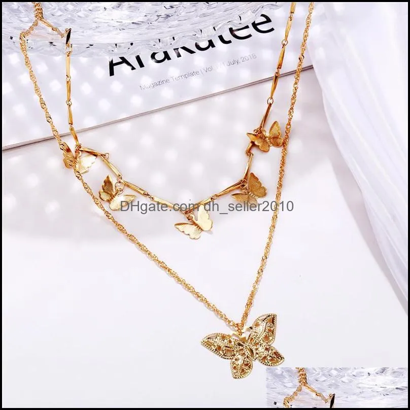 gold hollow butterfly necklace multilayer butterfly necklace chokers women necklace pendants fashion jewelry gift