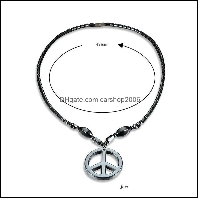 black magnetite peace symbol pendant necklace health magnetic buckle necklaces for women children fashion jewelry