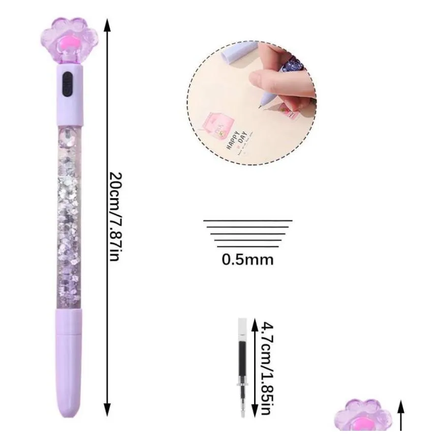 led light up cat paw pens kawaii fun 0 5mm shiny luminous gel pen stationery school supplies birthday party favor prize carnival goodie bag stuffers