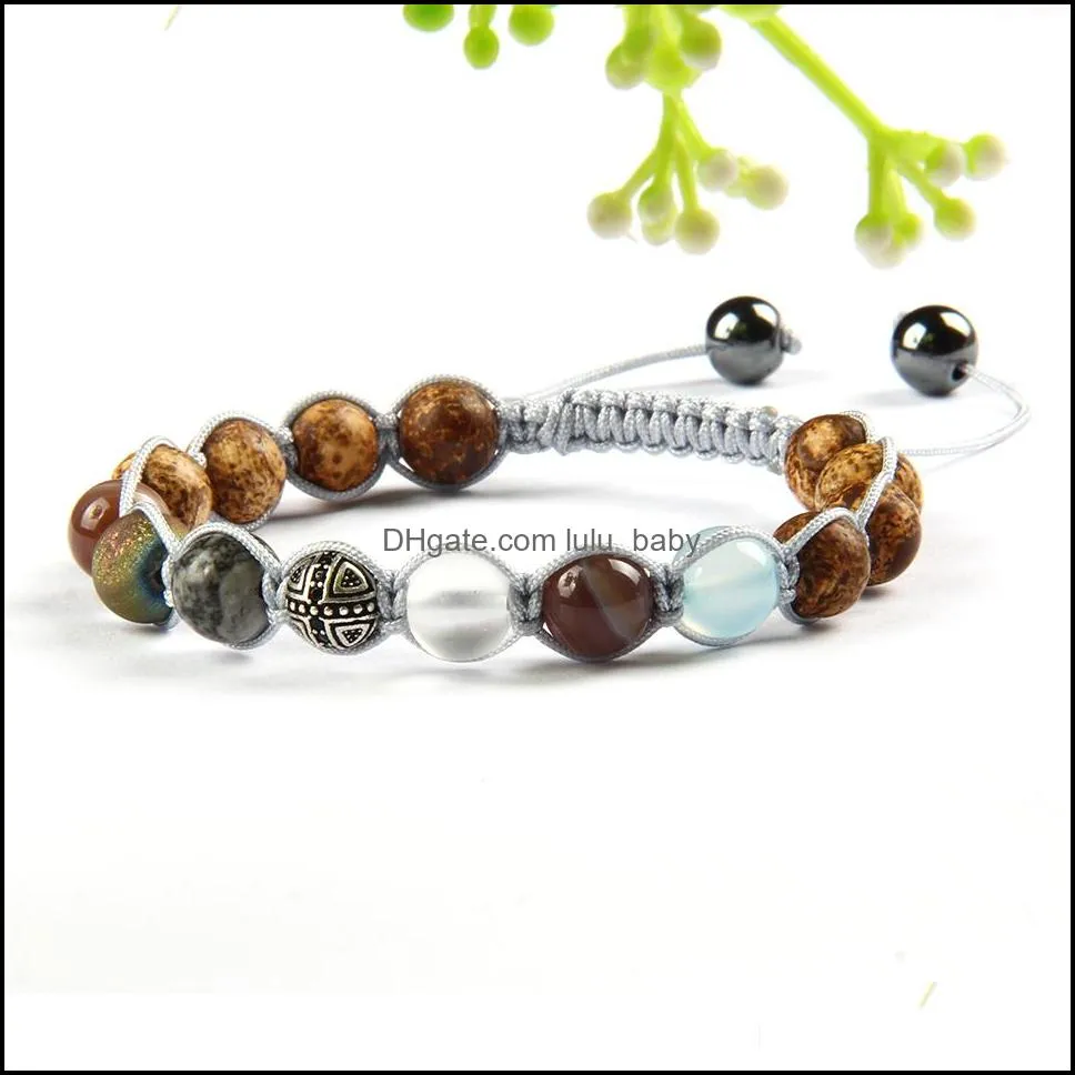  design party jewelry wholesale 10pcs/lot 8mm natural brown stone beads with black cz cross bracelets adjustable bracelet for gift