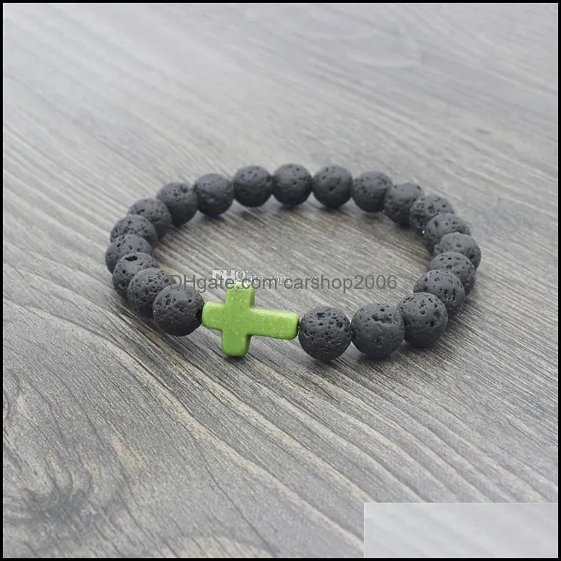 jesus cross yoga lava beaded strands essential oil diffuser bracelet fashion jewelry women mens bracelets gift