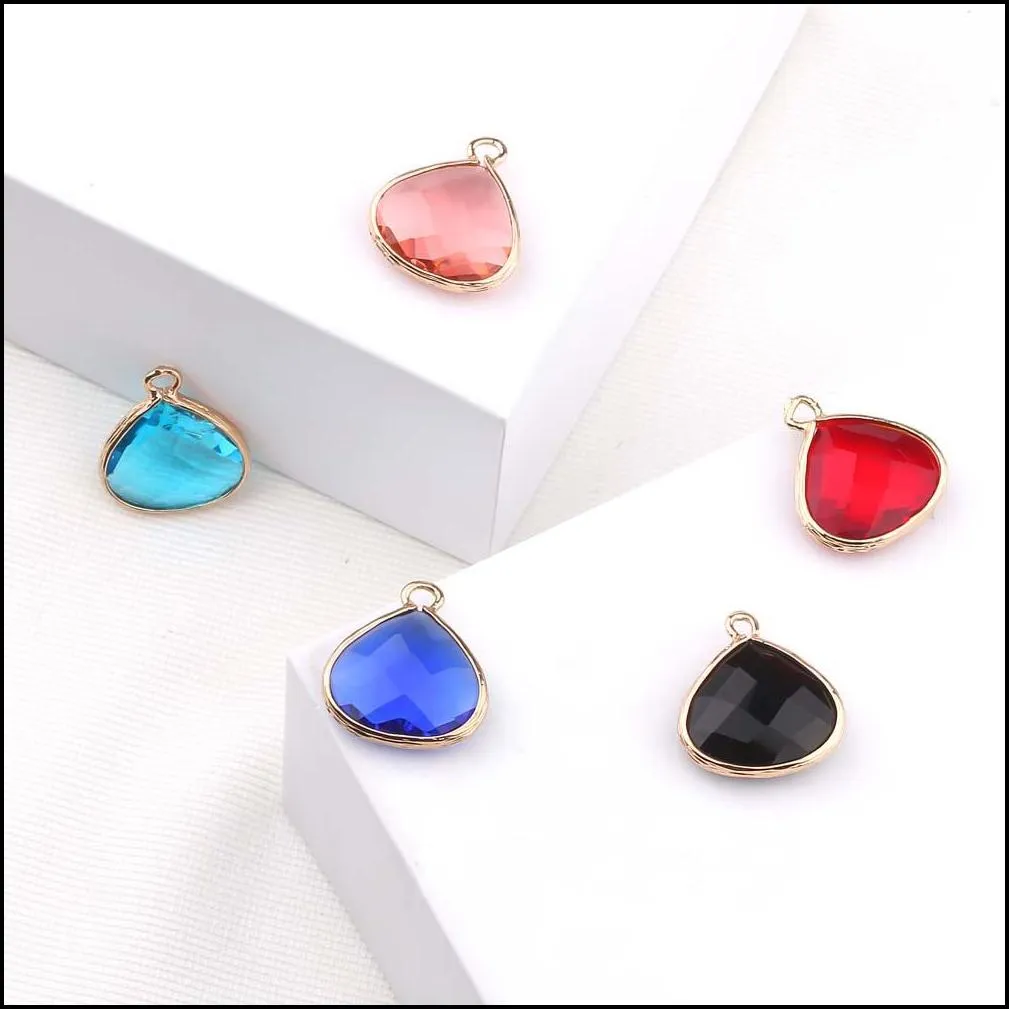 new arrival colorful crystal charm pendant water drop glass crystal birthstone charms for jewelry making diy accessories
