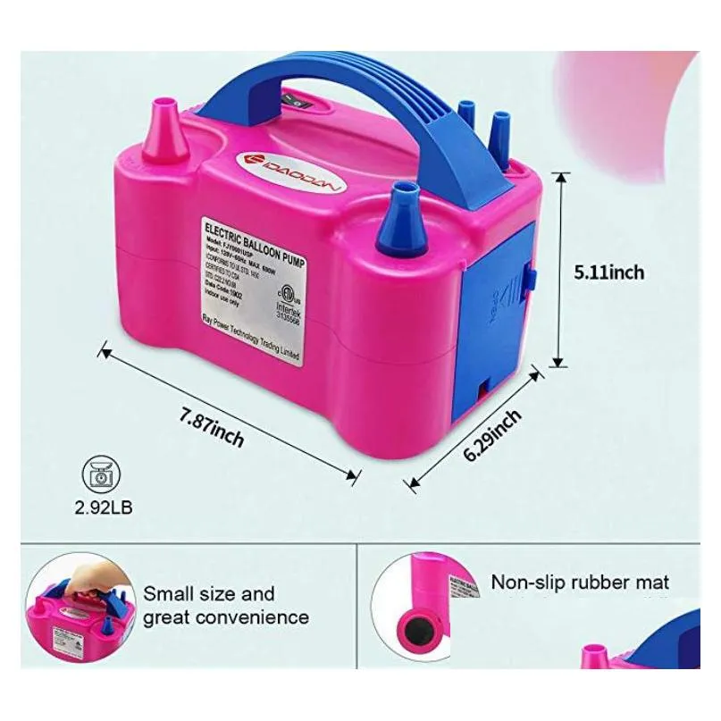 portable dual nozzle electric balloon blower pump electric balloons inflator for wedding birthday party festive decoration supplies