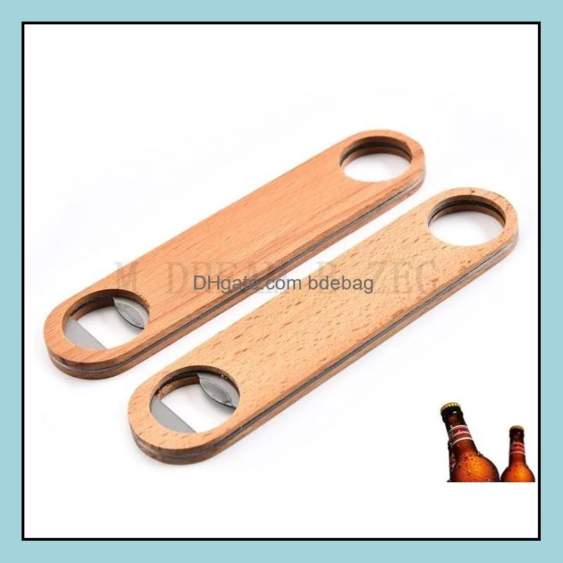 stainless steel wooden handle opener hanging wine beer bottle openers beverage beer corkscrew bar kitchen tools