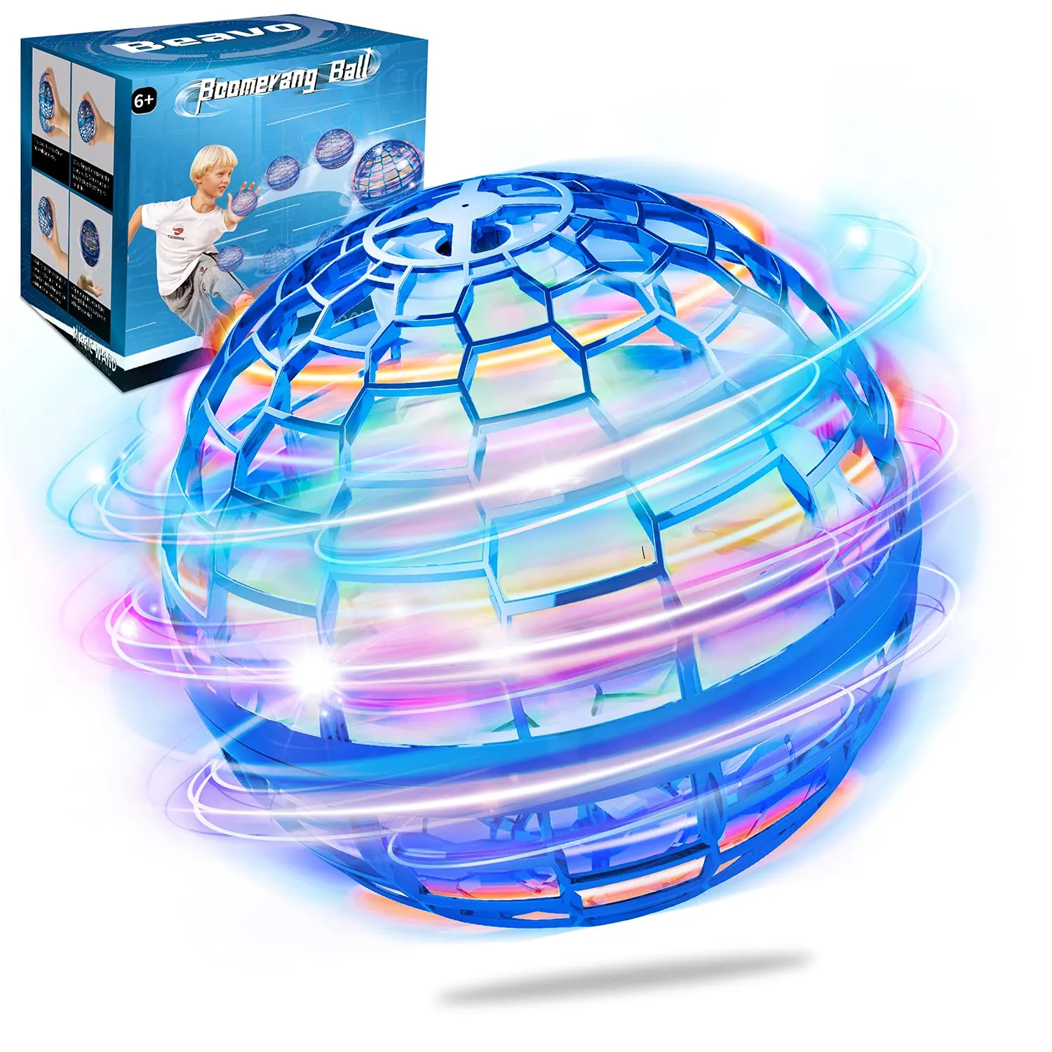 flying ball orb hover ball flying toys for kids adults flying orb magic with led light 360ﾰrotating outdoor indoor hot toys for birthday christmas 2021 b
