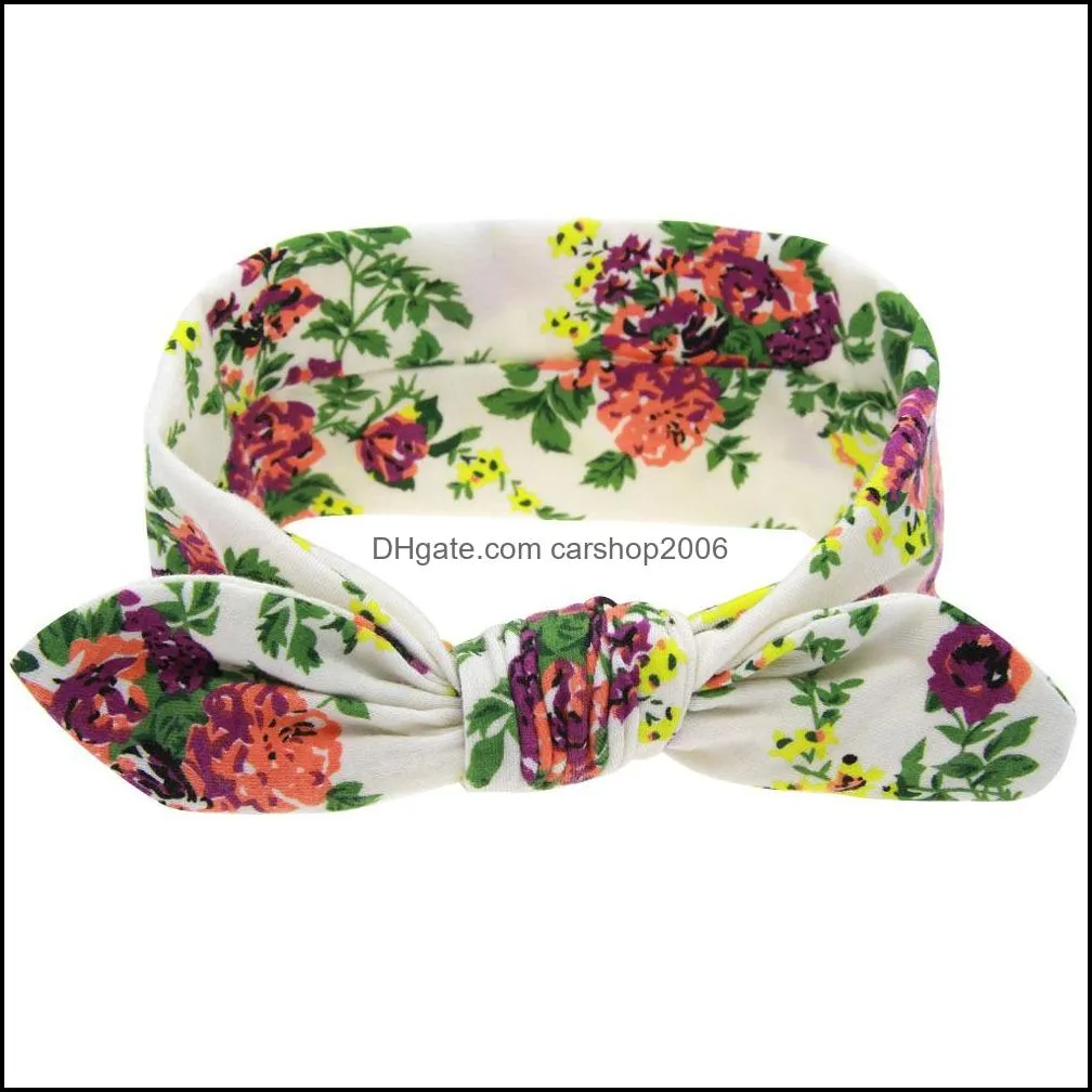 print flower hair band rabbit ear headband bow knot baby hair head bands headwrap baby children headwear