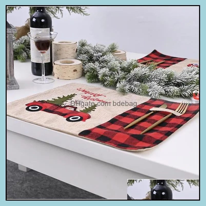 christmas plaid table mat placemat dining decoration for home kitchen party place mat tablecloth xmas supplies gifts