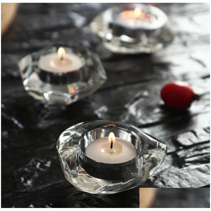 wedding candle favors crystal glass diamond shape heart shape tealight candle holder bridal shower party favors gift banquet table decor