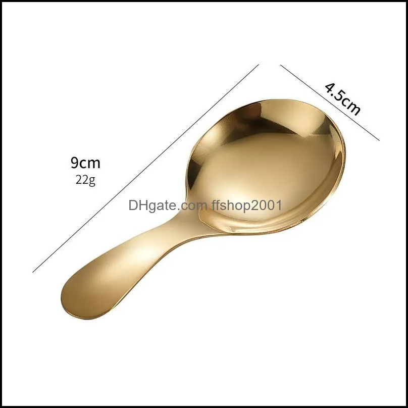 short stainless steel ice cream dessert spoon cutlery gold home restaurant kitchen dining flatware tableware tool