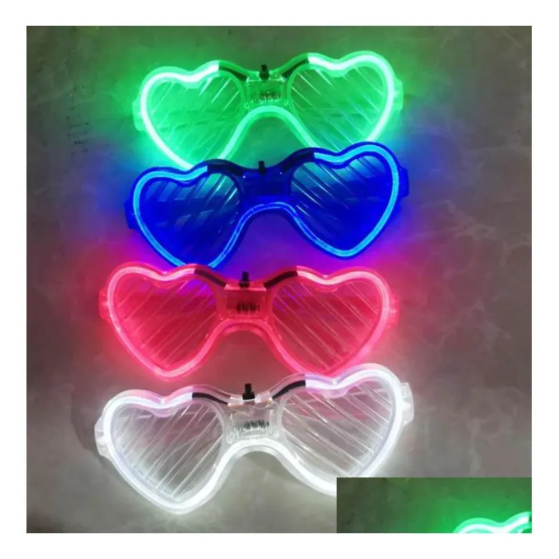 led light up shutter shades sunglasses neon party decoration flashing heart glowing glasses for adults kids