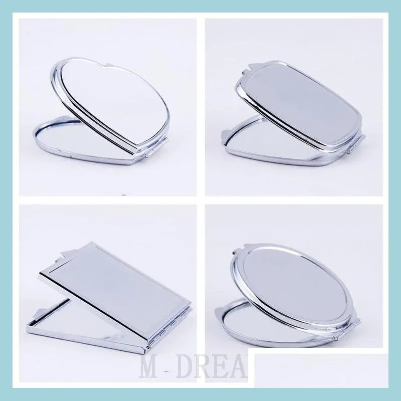 mini sublimation makeup mirrors portable diy blank plated aluminum sheet mirrors girl gift cosmetic compact mirror decoration