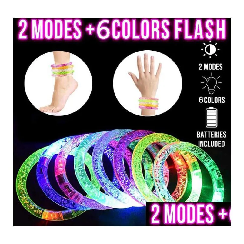 led glow sticks bracelets anklet light up party favors flashing bubble clear bangle birthday carnival wedding atmosphere supplies