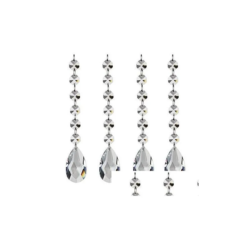 clear acrylic crystal pendants hanging bead drape garland wall panel wedding decor garland tassel screen christmas tree diy party