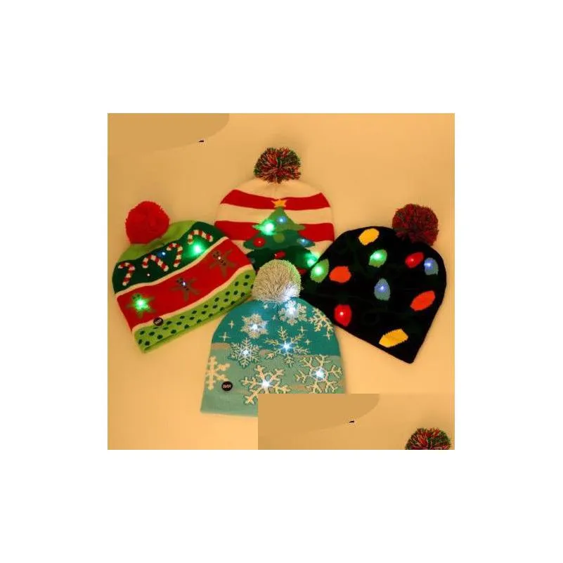 light up flashing knitted hat scarf led christmas party bobble hat kid adult winter warm beanie hats santa gift xmas stocking filler