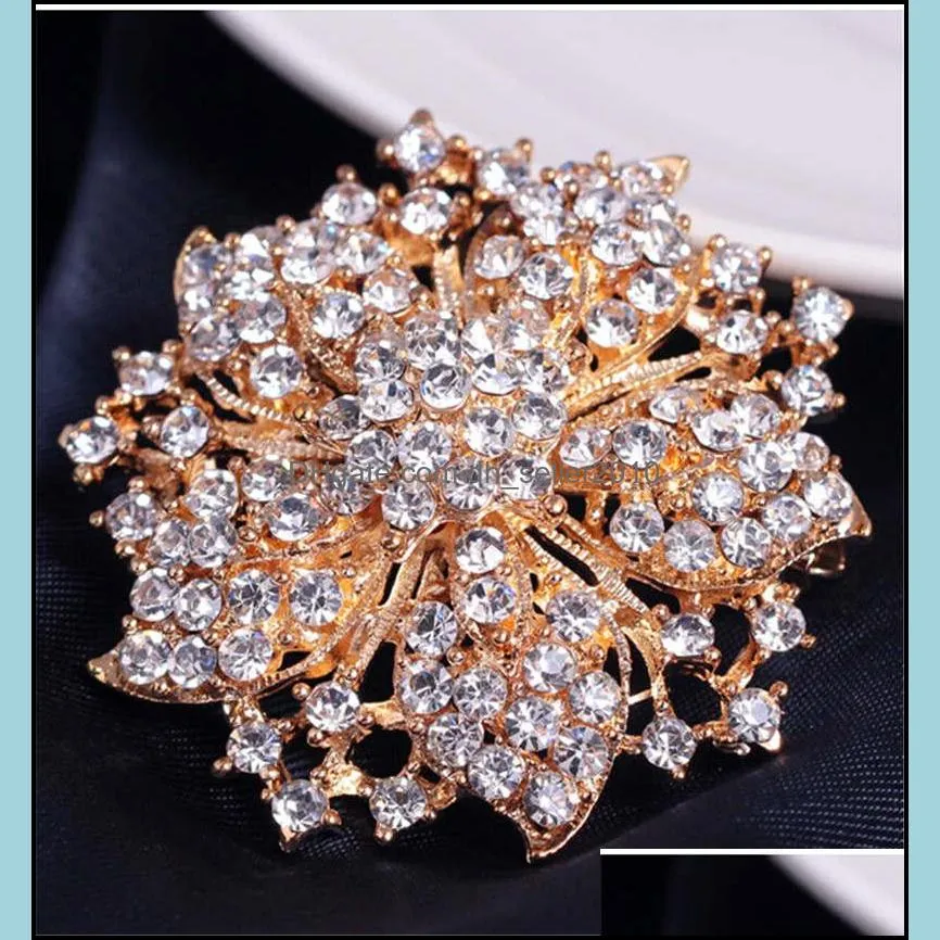 diamond brooch crystal flowers bauhinia brooches pins boutonniere stick corsages scarf clips wedding brooch fashion jewelry