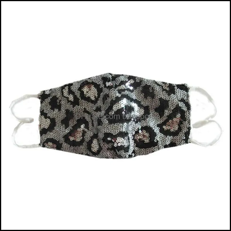 fashion sequined leopard mask female dustproof cover mouth mask hanging ear type adult casual adjustable mask