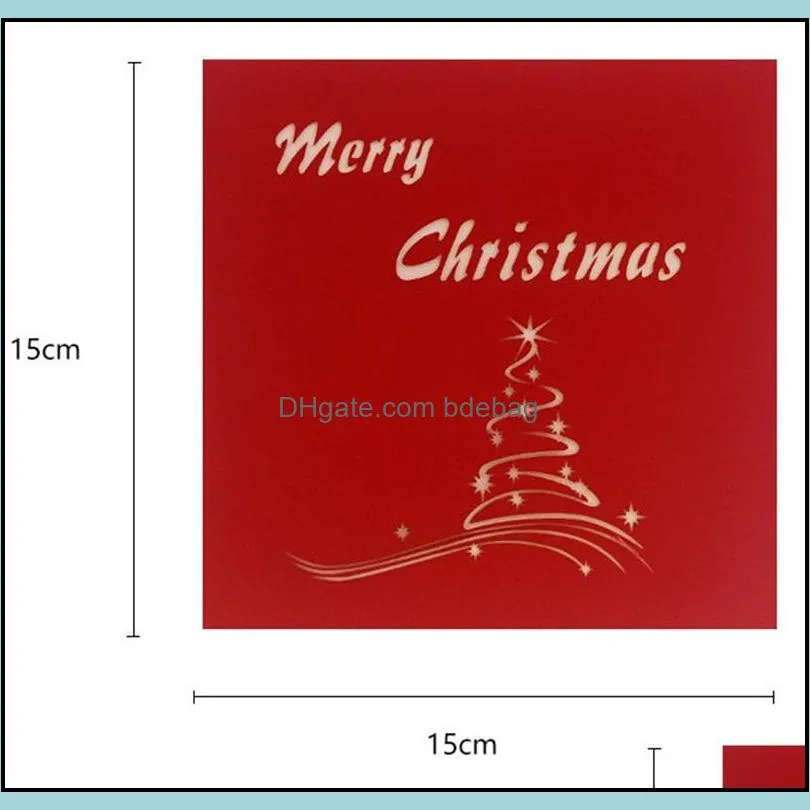 christmas tree greeting cards 3d  up card laser cut post card for year gift party xmas decoration