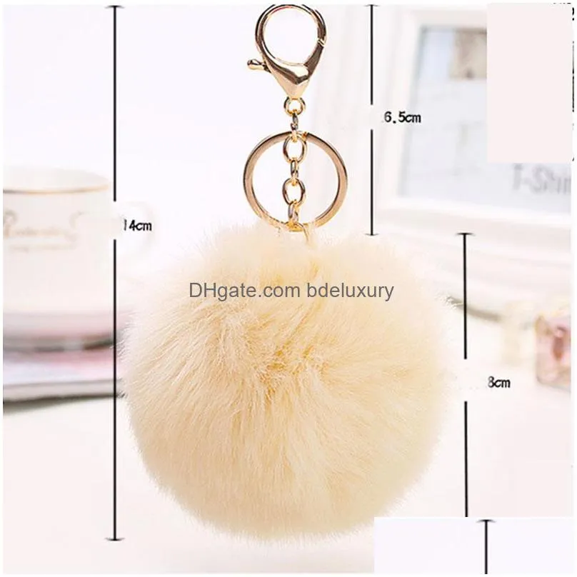 fluffy keychain soft faux rabbit fur ball car keyring pompom key chains holder women bag pendant jewelry gifts