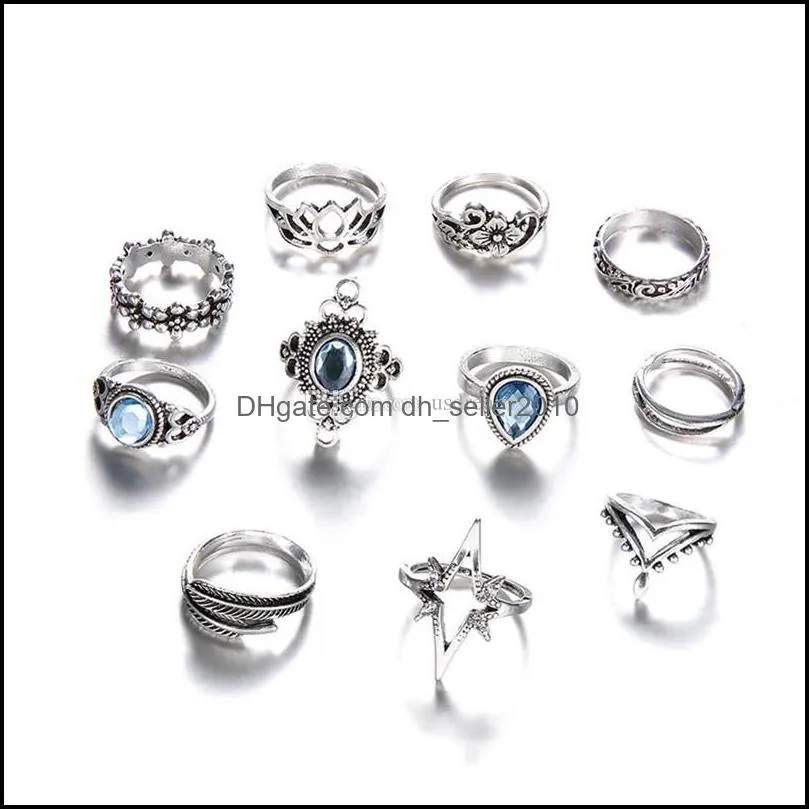 diamond leaf star crown rings stacking rings midi rings knuckle ring jewelry set women ring summer fashion jewelry gift