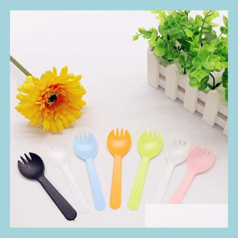 disposable flatware tableware portable disposable fruit fork plastic dessert party cake salad vegetable fork spoon individual package