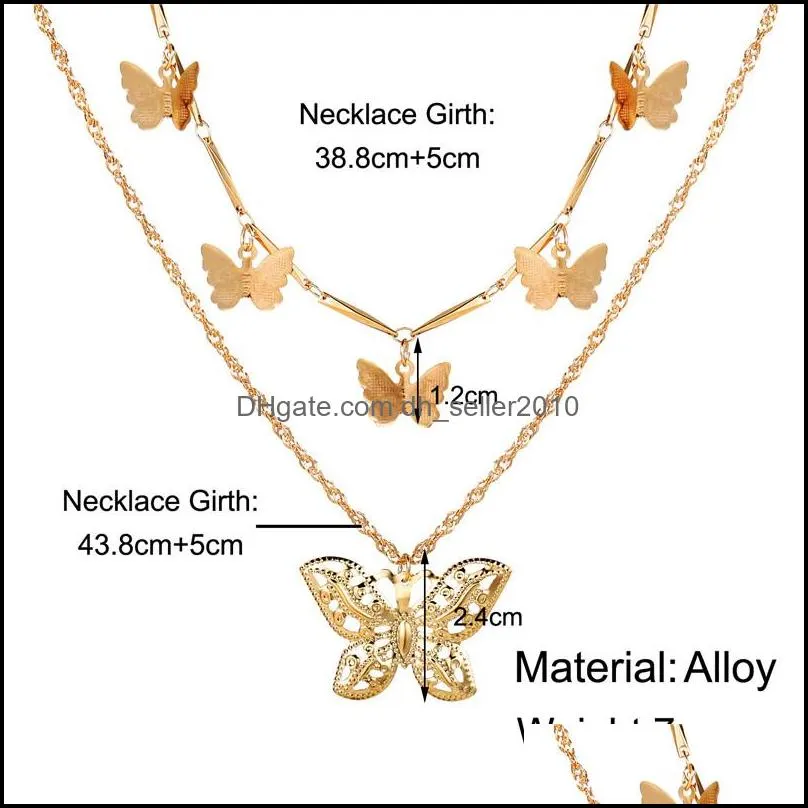 gold hollow butterfly necklace multilayer butterfly necklace chokers women necklace pendants fashion jewelry gift