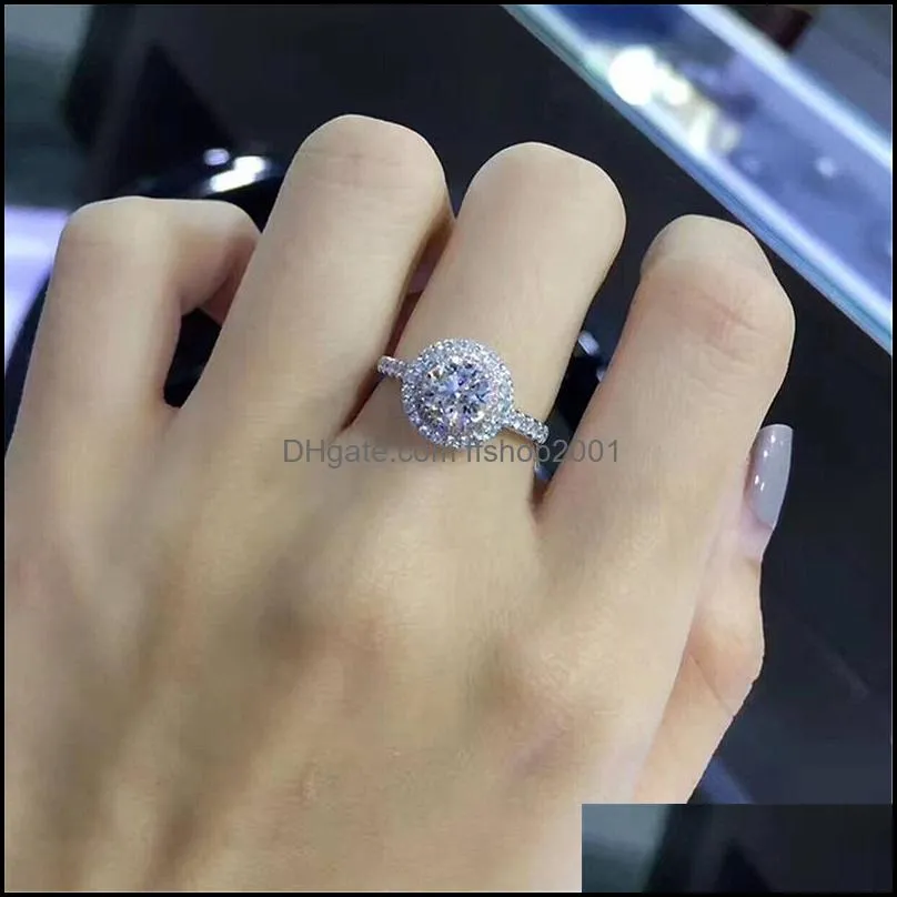 fashion women diamond ring round cyrstal engagement wedding rings band jewelry gift