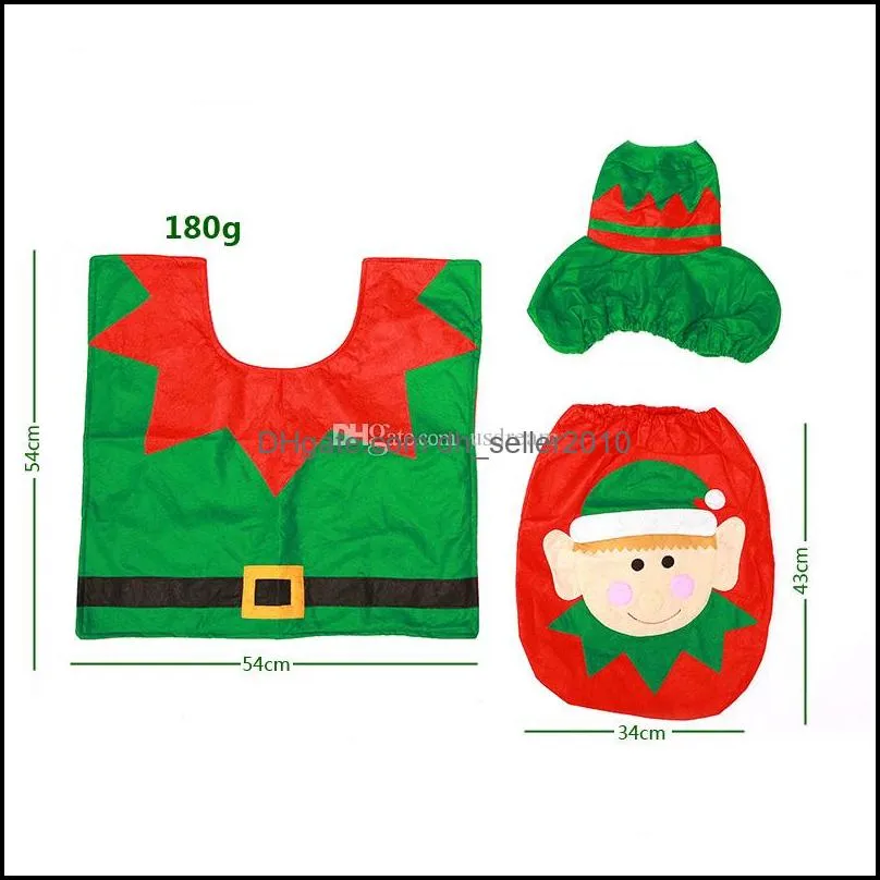 3pcs/set toilet lid tissue box cover cartoon bathroom christmas decorations snowman santa claus toilet seat covers home decor