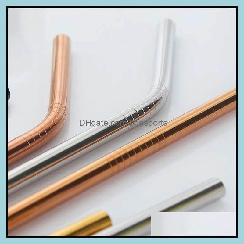 colored stainless steel straws reusable drinking straw 26 5cm metal straws cleaning brush silicone tips kitchen accessories party bar