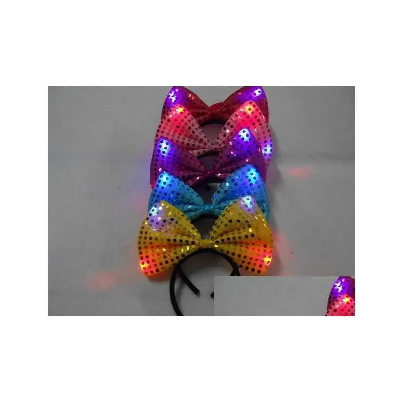 sequins led headband light up party hat luminous flashing blinking party favors christmas halloween club stage fancy dress props