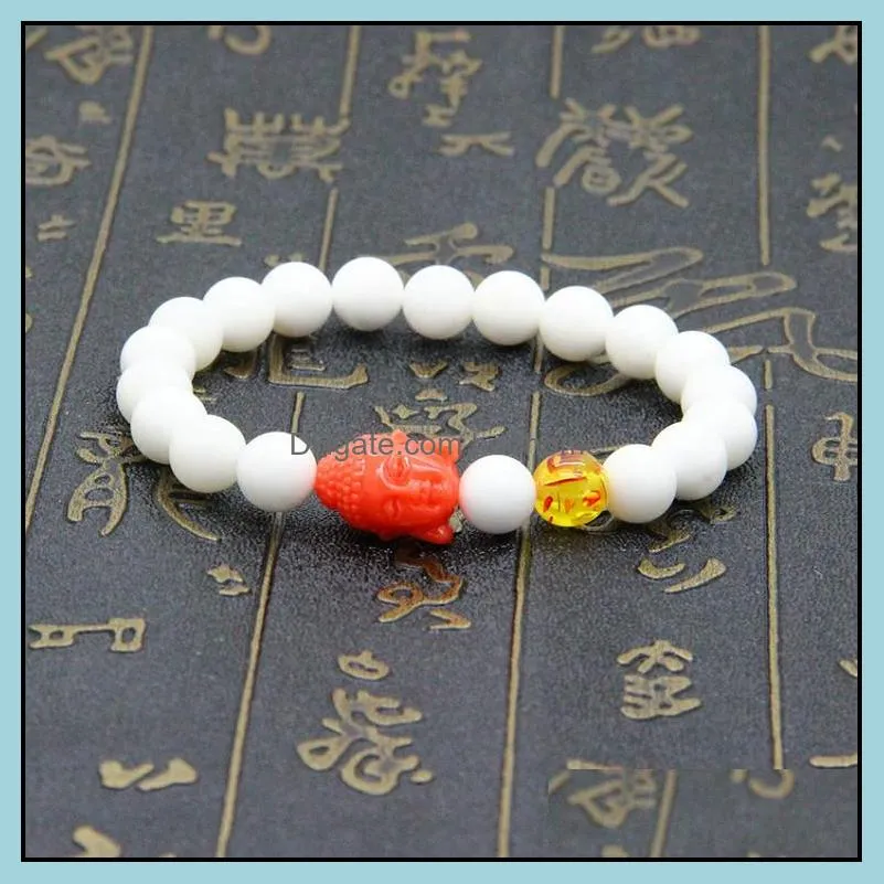 religious jewelry wholesale 10pcs/lot 8mm natural white stone beads mix colors big resin buddha beads bracelets cheap jewelry