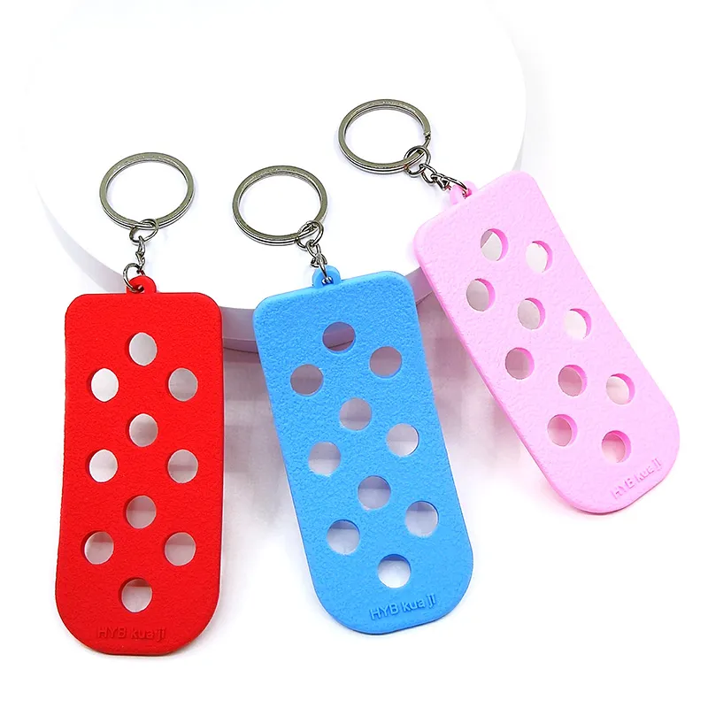 shoes charms keychain eva keychain with holes fit shoe charms clog storage soft key board key ring for car keys ornaments decoration gift