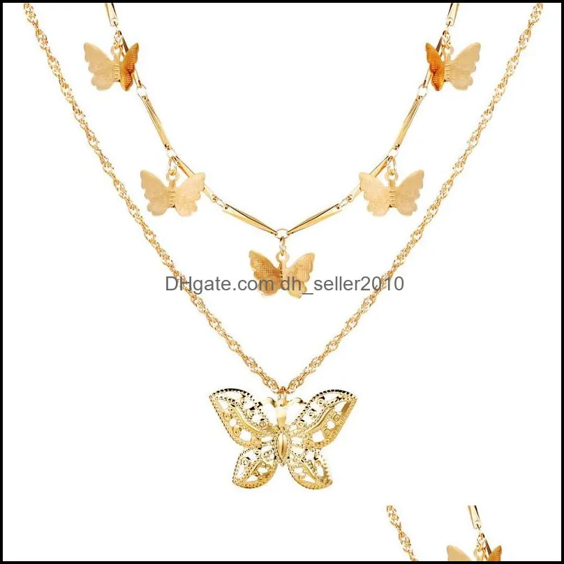 gold hollow butterfly necklace multilayer butterfly necklace chokers women necklace pendants fashion jewelry gift