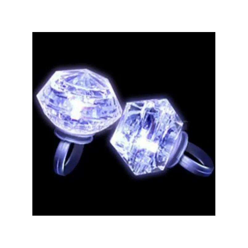 flashing led light up ring glow in the dark flash blinking huge diamond shape rings hen birthday xmas wedding party favors diy