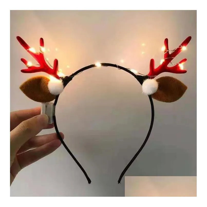 led antler headbands light up reindeer headband party decorations luminous glow headpieces flashing hair bands