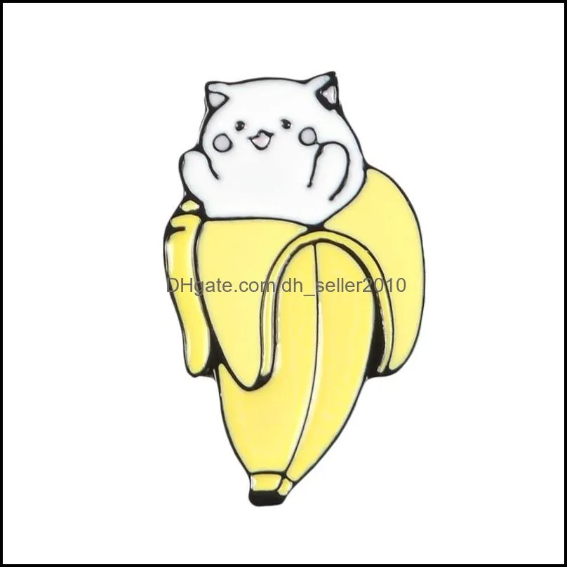 cure banana cat hedgehog animal brooch pins enamel lapel pin for women men top dress cosage fashion jewelry