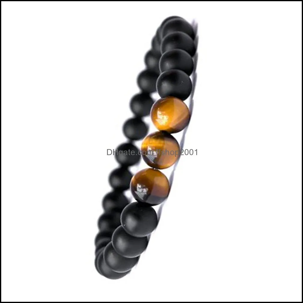 natural black matte agate bracelet tiger eye white turquoise beads bracelets fashion jewelry for women men 
