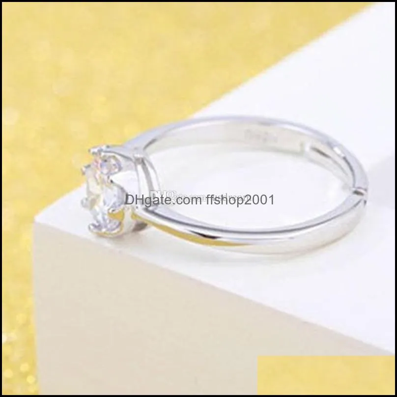 diamond crown rings open adjustable silver women bride engagement wedding bands rings fashion jewelry