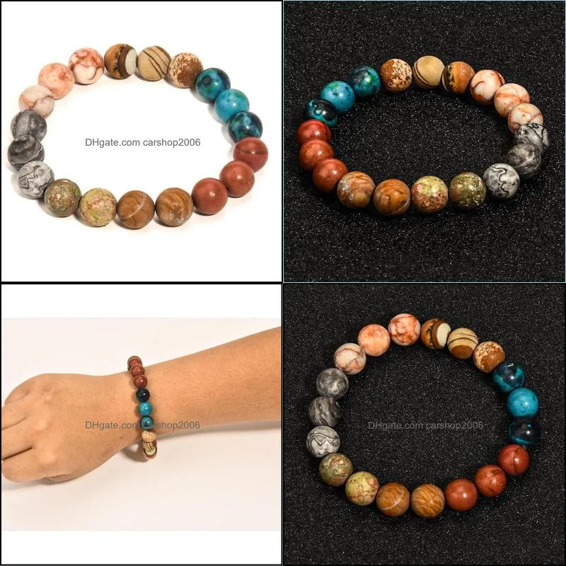 galaxy universe bracelet 10mm beaded strands natural stone frosted agate bracelets fashion jewelry for women men gift