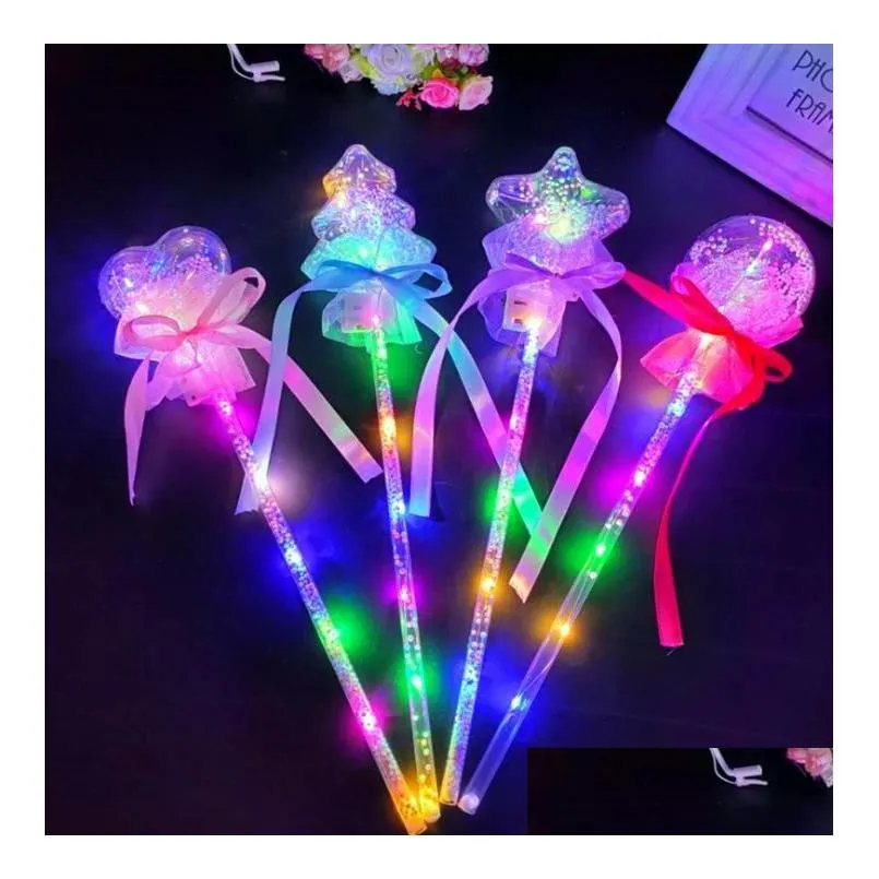 flashing blinky light up star princess led wand party favor super clear christmas tree shape flash magic glow stick rave dressup