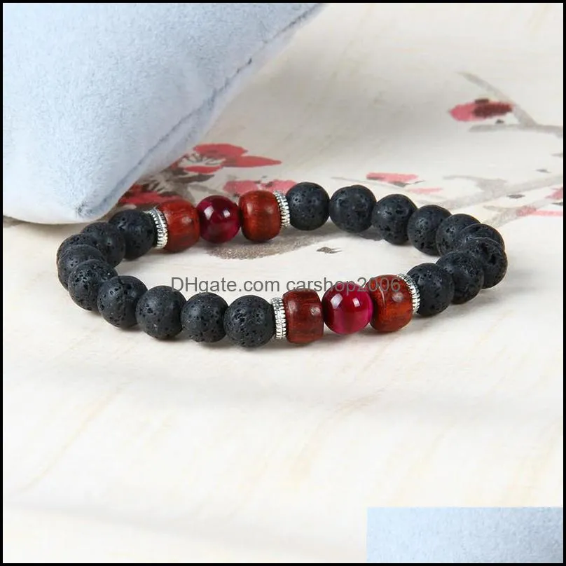  designs summer chakra bracelet wholesale 10pcs/lot lava stone with tiger eye stone beads beaded lovers bracelets