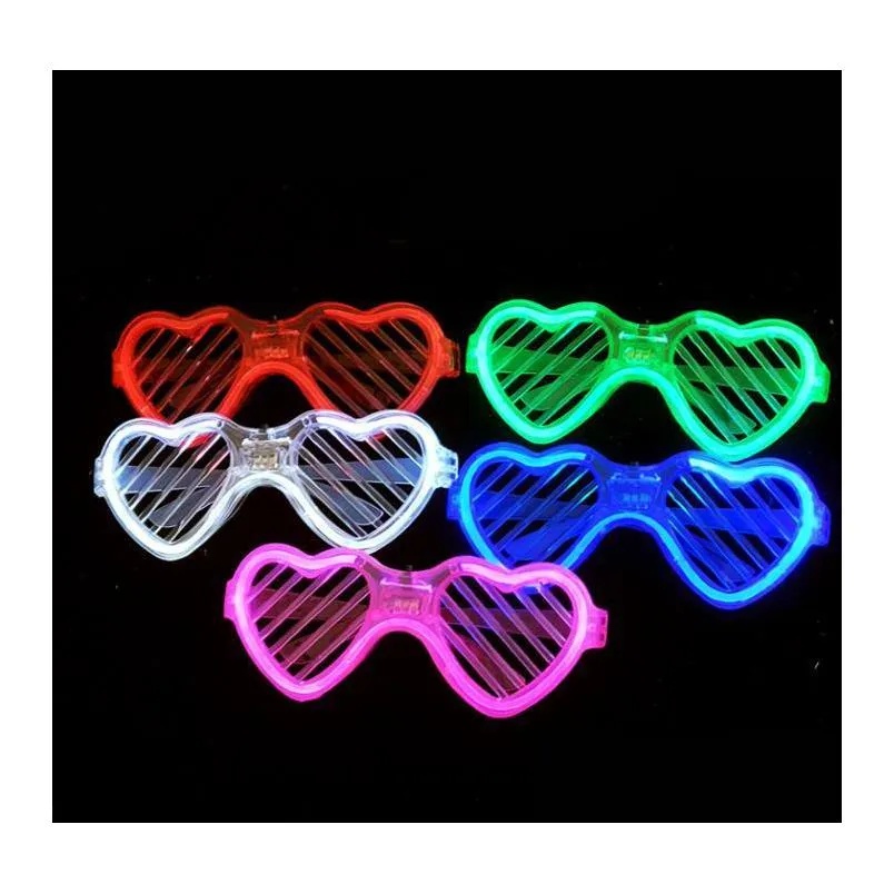 led light up shutter shades sunglasses neon eyewear party decoration flashing heart glowing glasses for adults kids