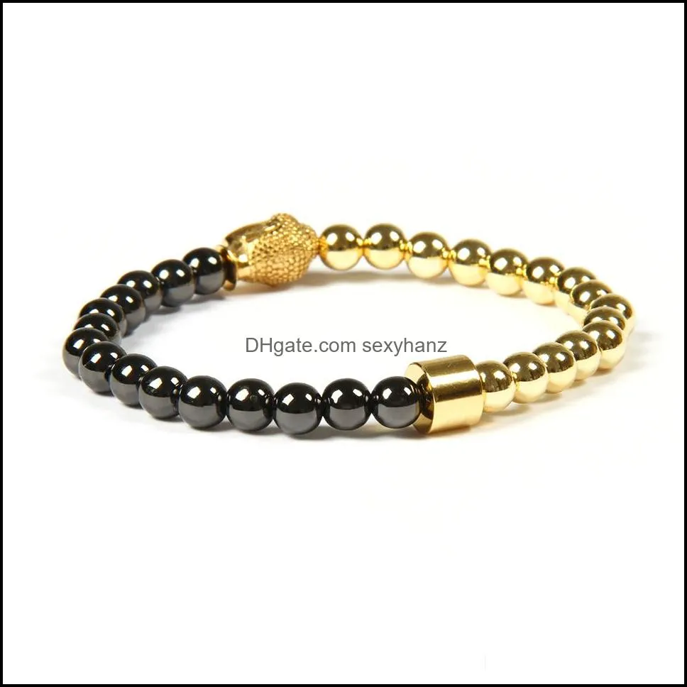  design stainless steel jewelry wholesale 10pcs/lot 6mm copper beads with stainless steel buddha bracelet for party