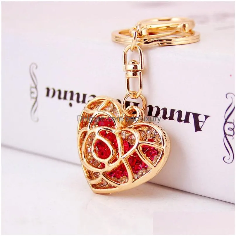 rhinestone crystal moon star heart keychain keyring for car handbag chram key holder jewelry purse charms 9 styles