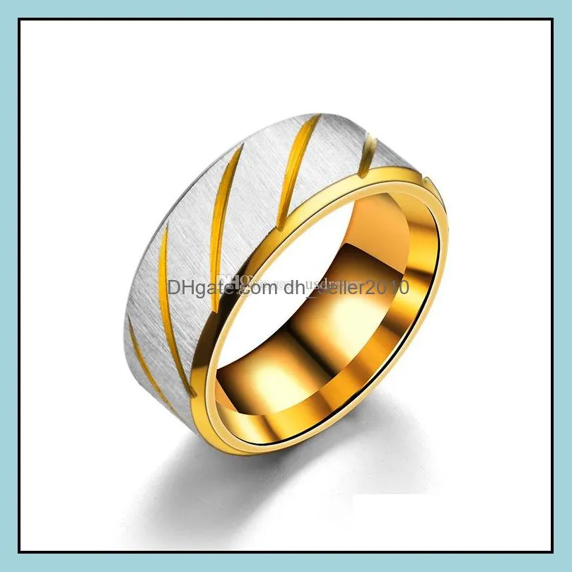 stainless steel cross grain twill ring blue gold couple band rings women mens fashion jewelry gift